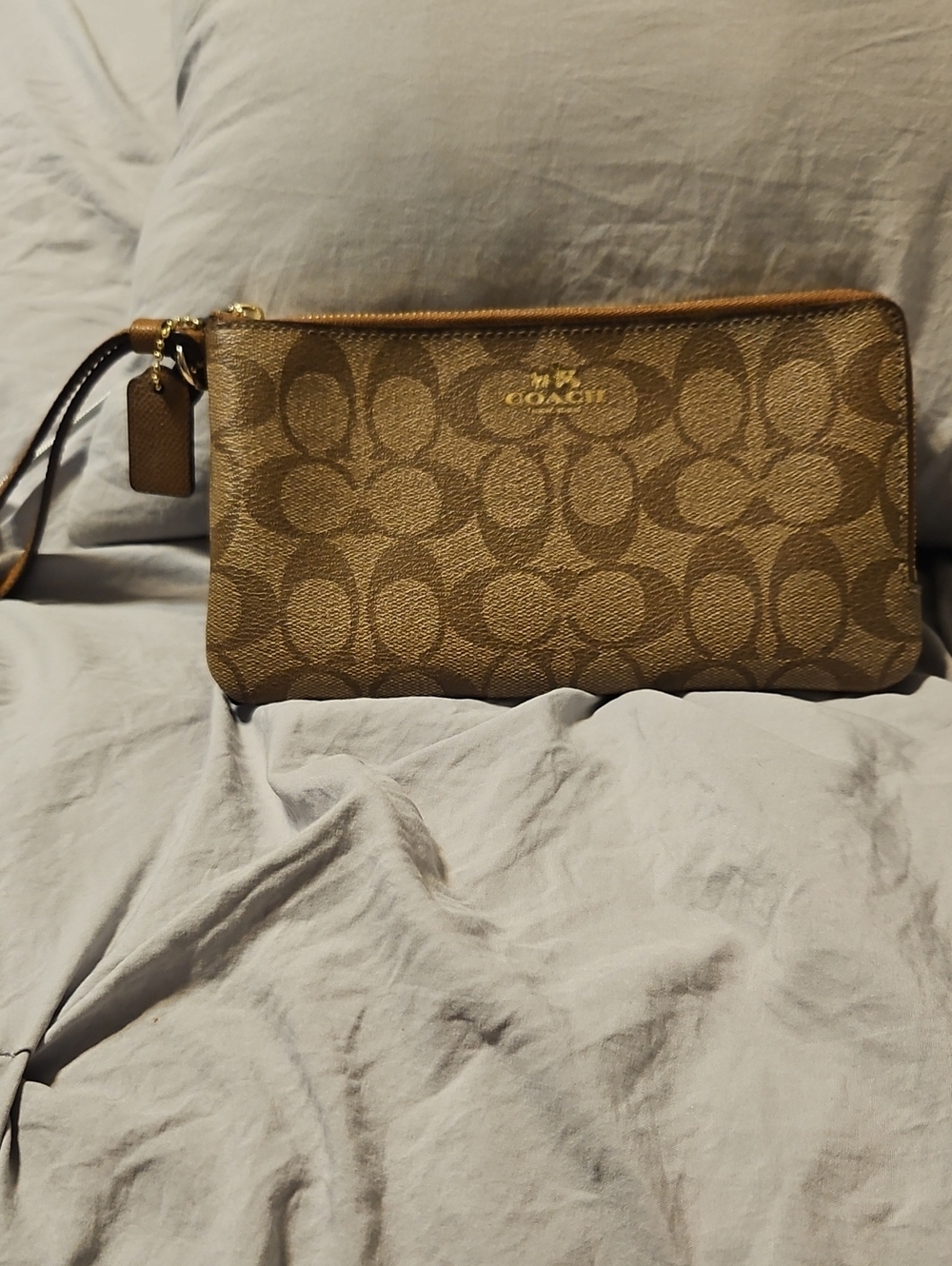 Coach Brown Signature Canvas Clutch Wristlet